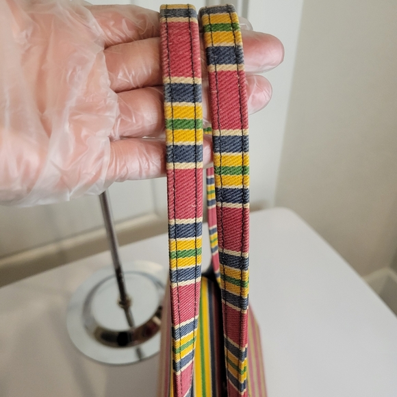 KATE SPADE VINTAGE MIXED COLOR STRIPE CANVAS SHOULDER BAG - Picture 7 of 11